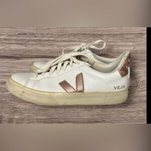 Veja Campo Leather Sneakers SZ 8 White & Pink